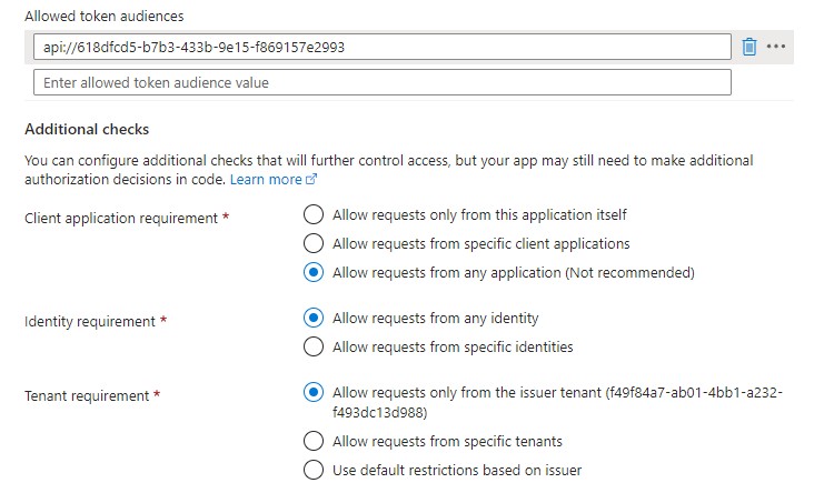 Function App Identity Provider Settings
