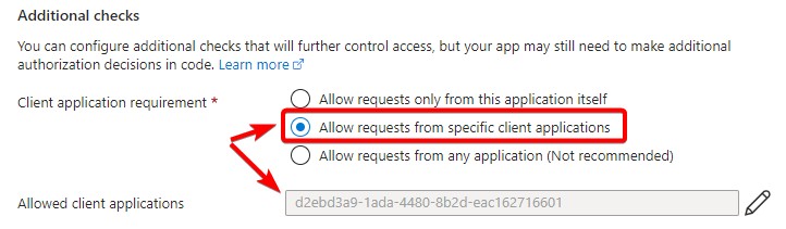Function app authorized client applications