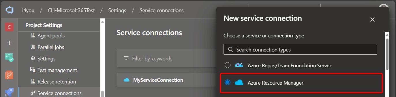 new-service-connection