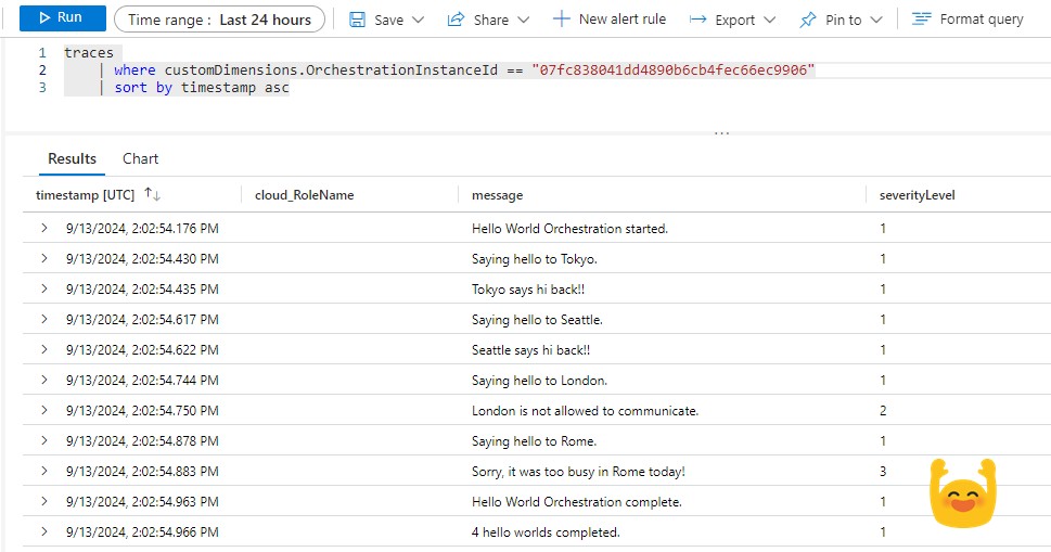 Viewing all traces of an orchestration instance