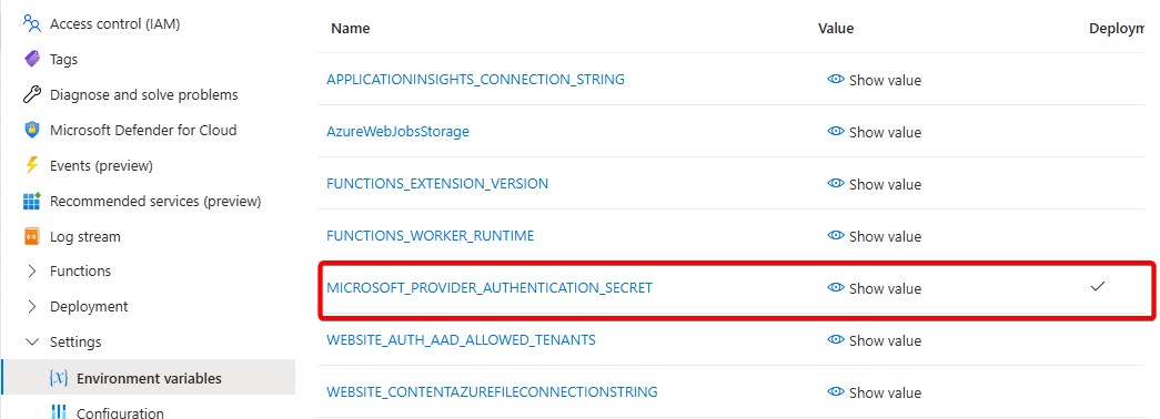 client secret environment variables