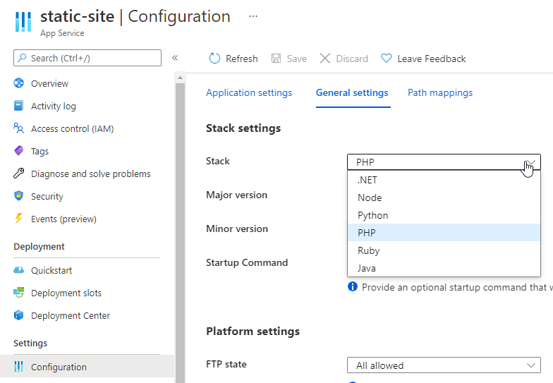 The PHP code stack can serve static files without configuration