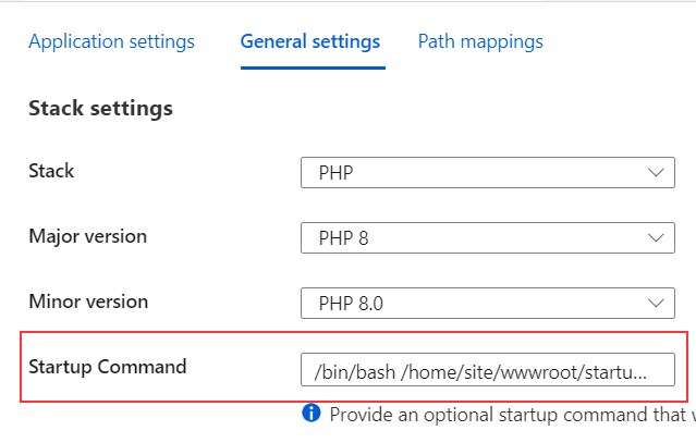 Using App Service Startup commands