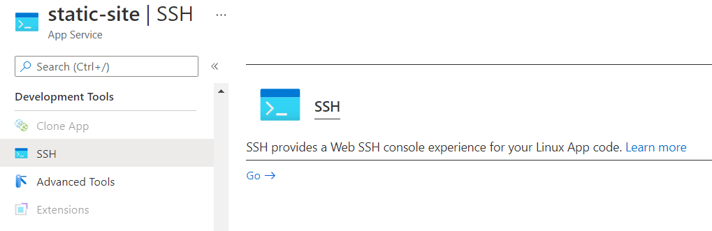 Using the web ssh console